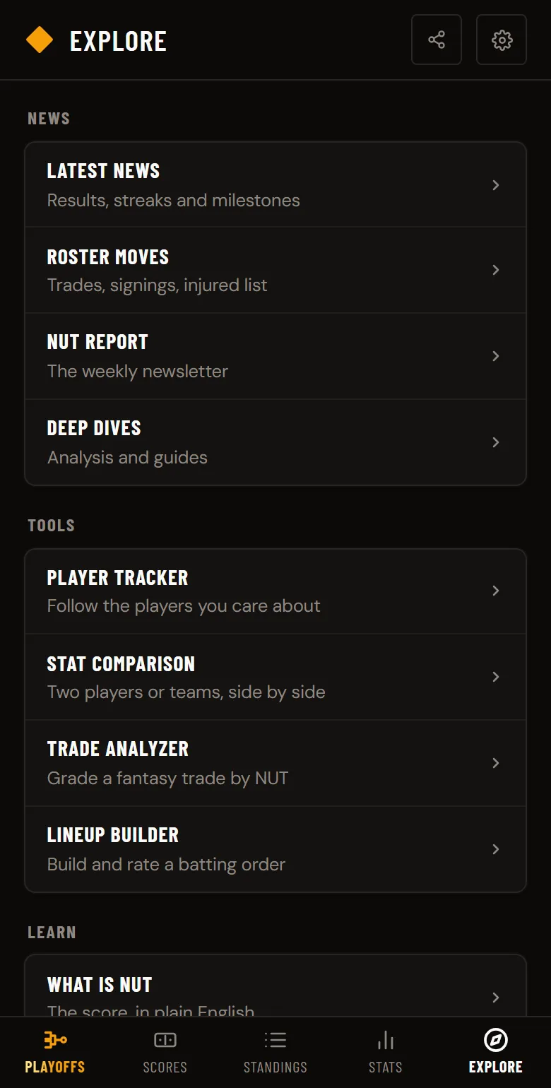 The Explore page with its News, Tools and Learn groups