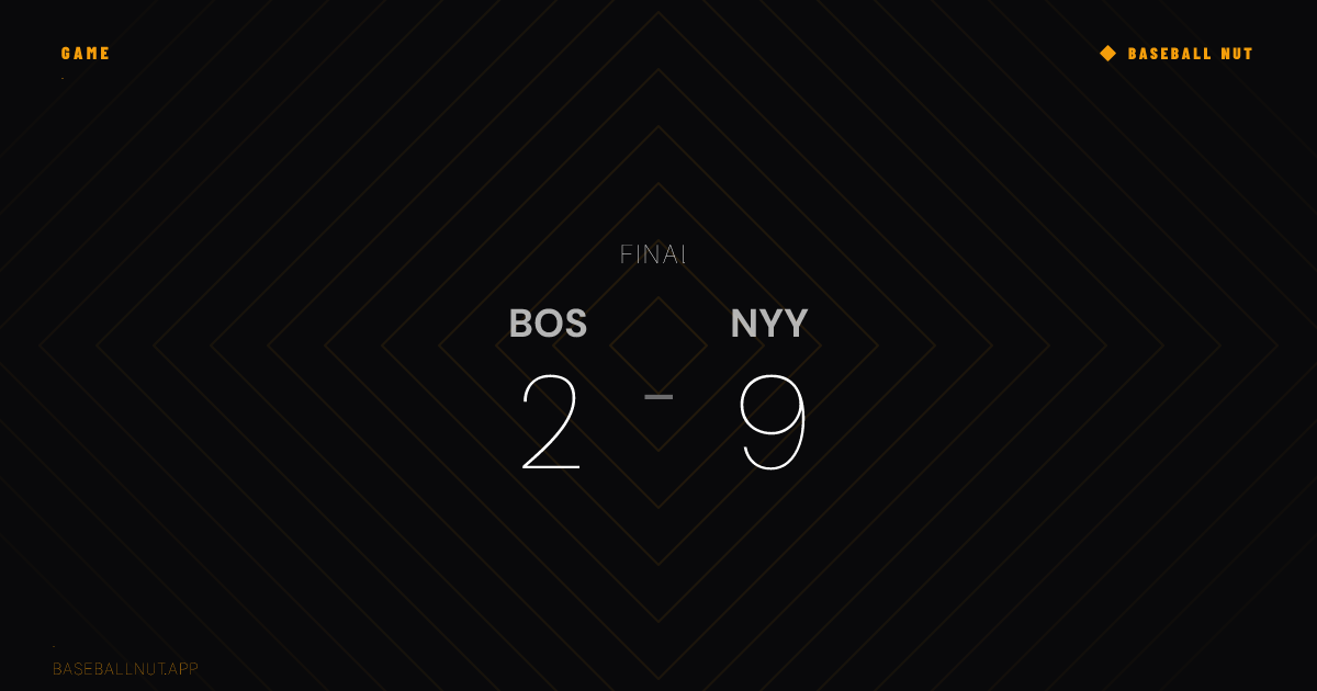Yankees 9, Red Sox 2 — Box Score, Sep 30, 2026 | Baseball NUT